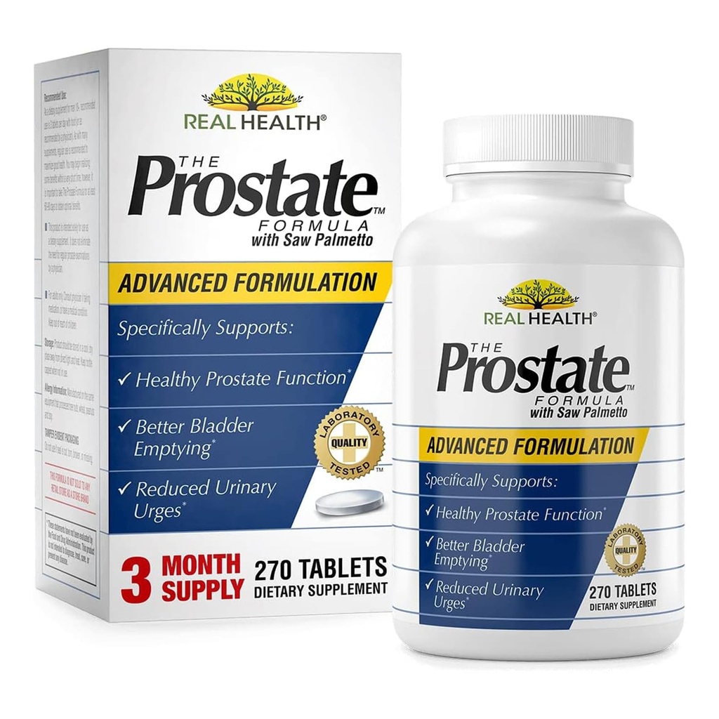 Real Health La Formula della prostata - Integratori avanzati per la salute della prostata per gli uomini, Saw Palmetto Formula per la vescica sana e il supporto urinario, con Melograno, Zinco, & Pumpkin Seed - 270 Conte