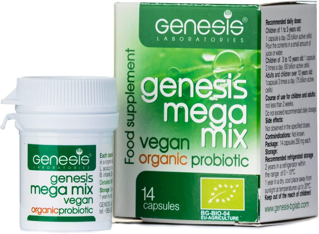 MegaMix BIO Probiotico per la salute del fegato | Probiotici stabili per le donne e gli uomini con Lactobacillus & Bifidobacterium per il supporto digestivo, Immune & Gastrointestinale - Vegan, 14 capsule