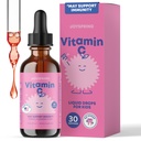 JoySpring vitamina C e zinco per bambini, supplemento liquido di sambuco | Vitamina C | 2+ anni | (2 fl oz) 30 Serve