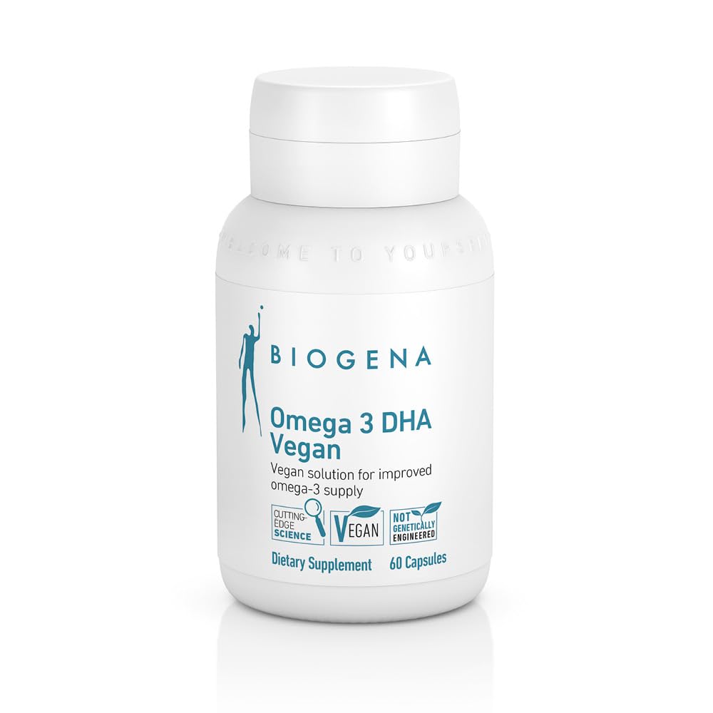 Biogena Omega 3 DHA Vegan: Integratore basato sulle piante da olio di alghe per una migliore alimentazione Omega-3 (60 capsule – uno al giorno)