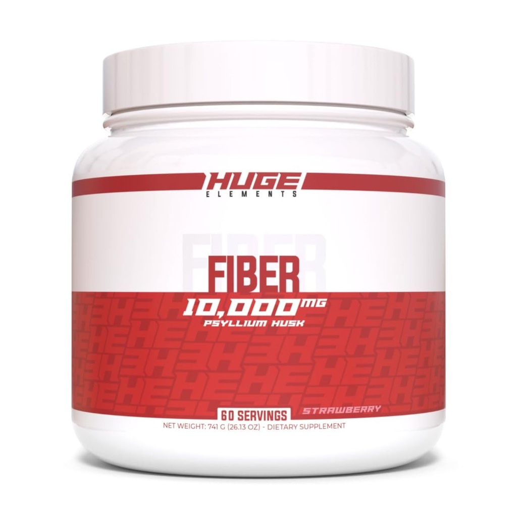 Integratori enormi Fibra, 10 Grammi di polvere Premium Psyllium Husk, Fibra solubile per la salute e le funzioni digestive, Prebiotico naturale con sapori deliziosi (60 Serve) (Strawberry)