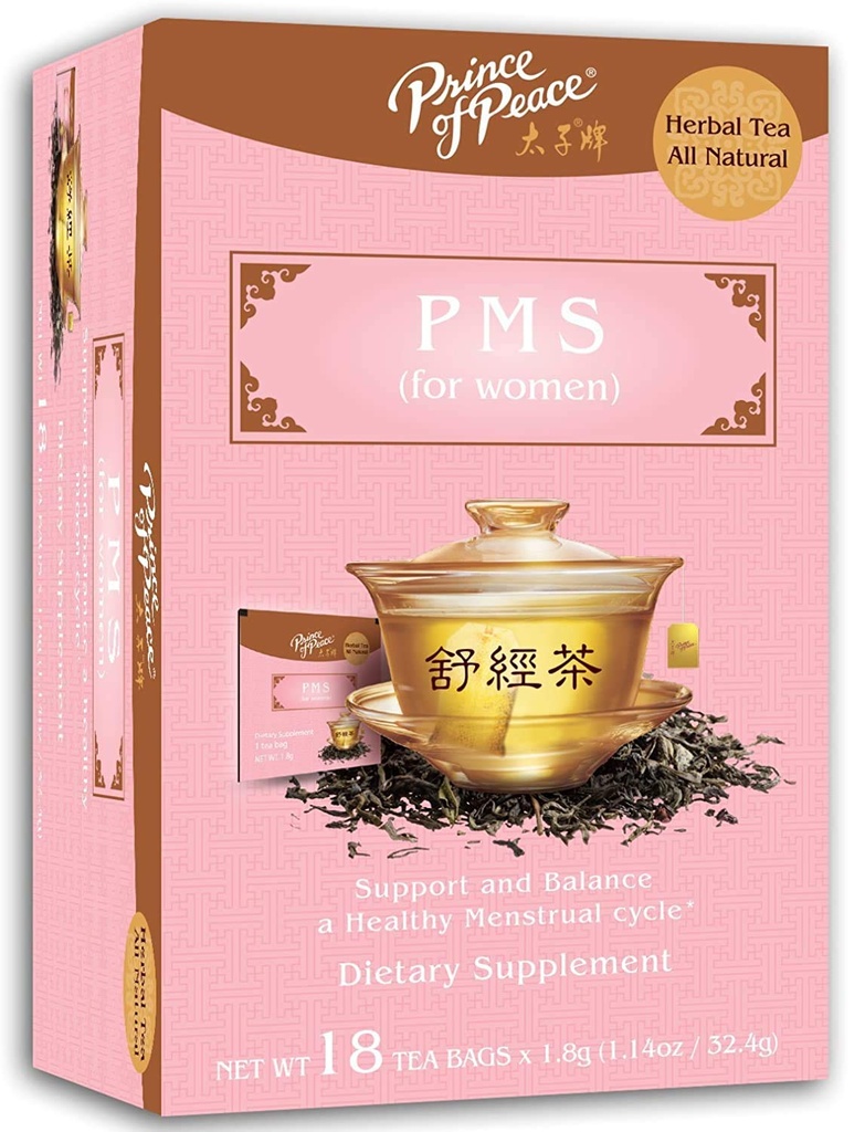Prince of Peace PMS Tea, 18 sacchetti di tè Herbal Tea per cicli mestruali sollievo da PMS Bloating & Cramping Hormone Balance