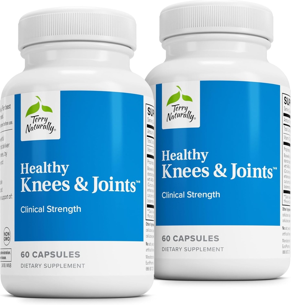 Terry Naturally Healthy Knees & Joints - Integratore alimentare per il supporto della Bone Health & Joint Flexibility - Ginocchio sano & Hip Aid con il calcio Fructoborate - 60 Capsule, 2 Pack