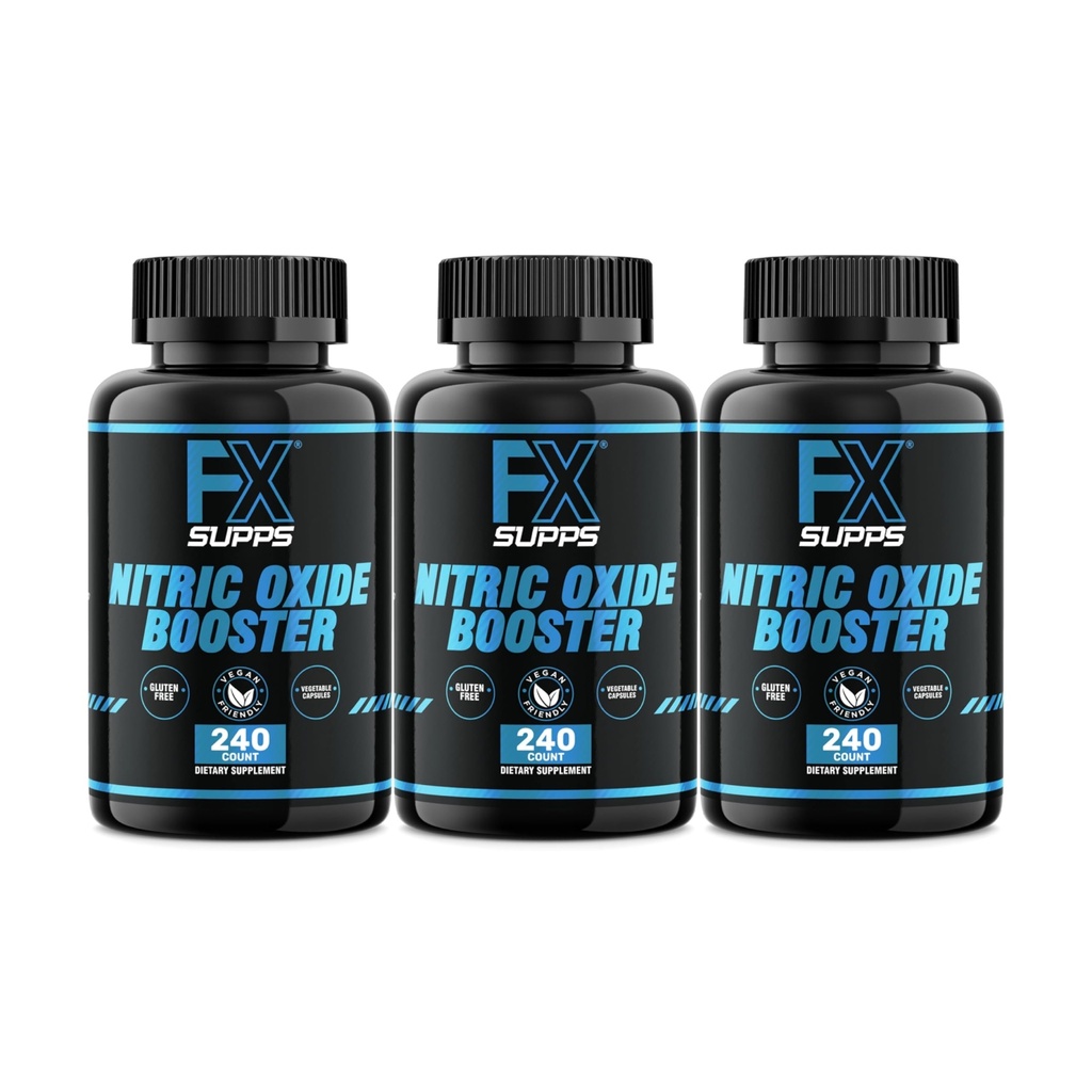 FXSUPPS Nitric Oxide Booster - Nitric Oxide Pre Workout Supplement con L-Arginina e Beta Alanina per l'energia, la vascolarità, la pompa del muscolo, la salute del cuore e il flusso sanguigno, 240 Conte (3-Pack)