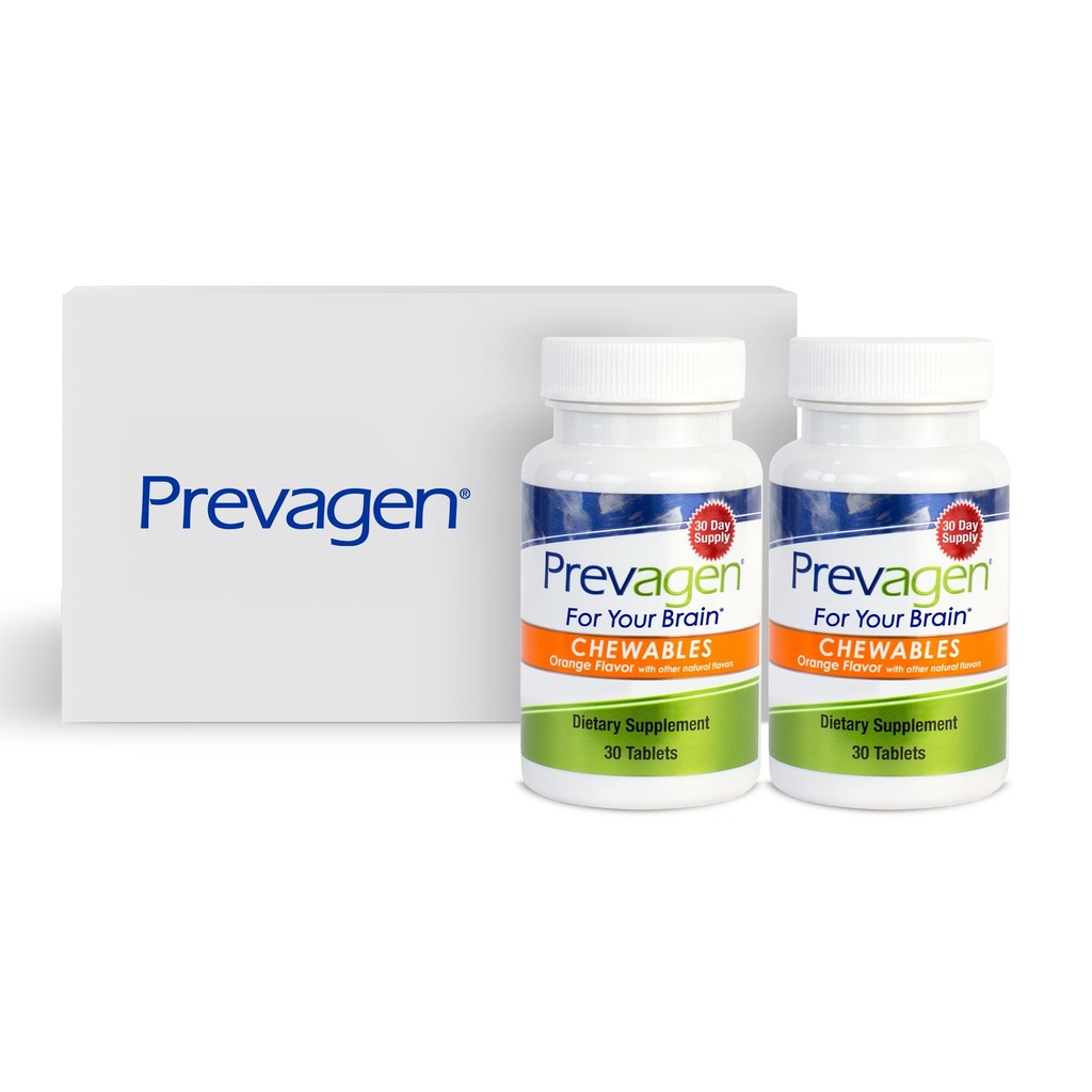 Masticabili arancio di resistenza regolare Prevagen - 60 compresse (2 mesi di alimentazione) | Formulato per il vostro cervello | 10mg di Apoequorin Plus Vitamina D3