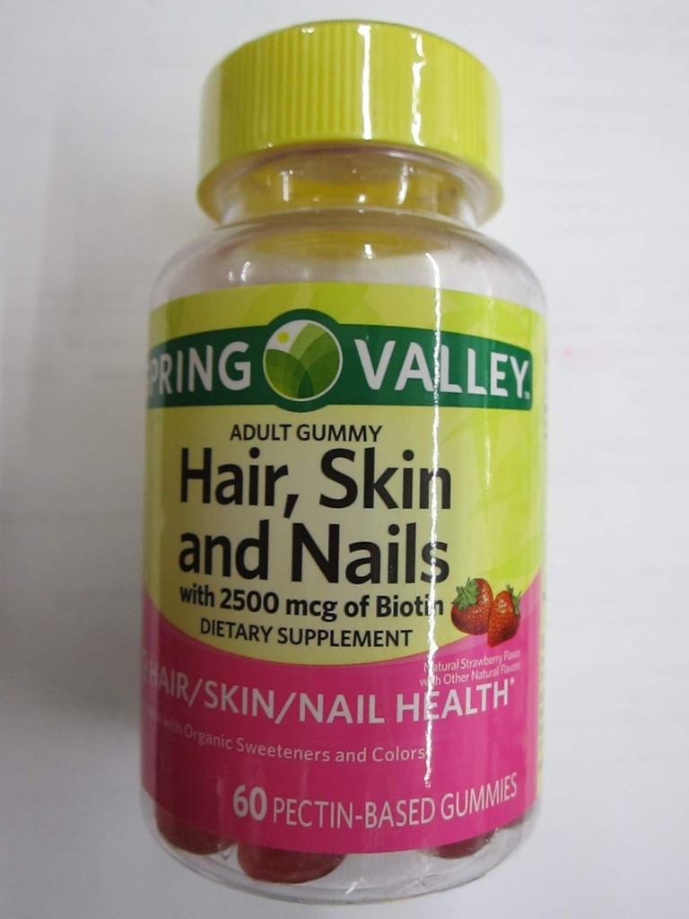 Capelli adulti, Pelle, Unghie, Biotina 2500 mcg, Fragola, 60 Gummies (Pacchetto di 2)