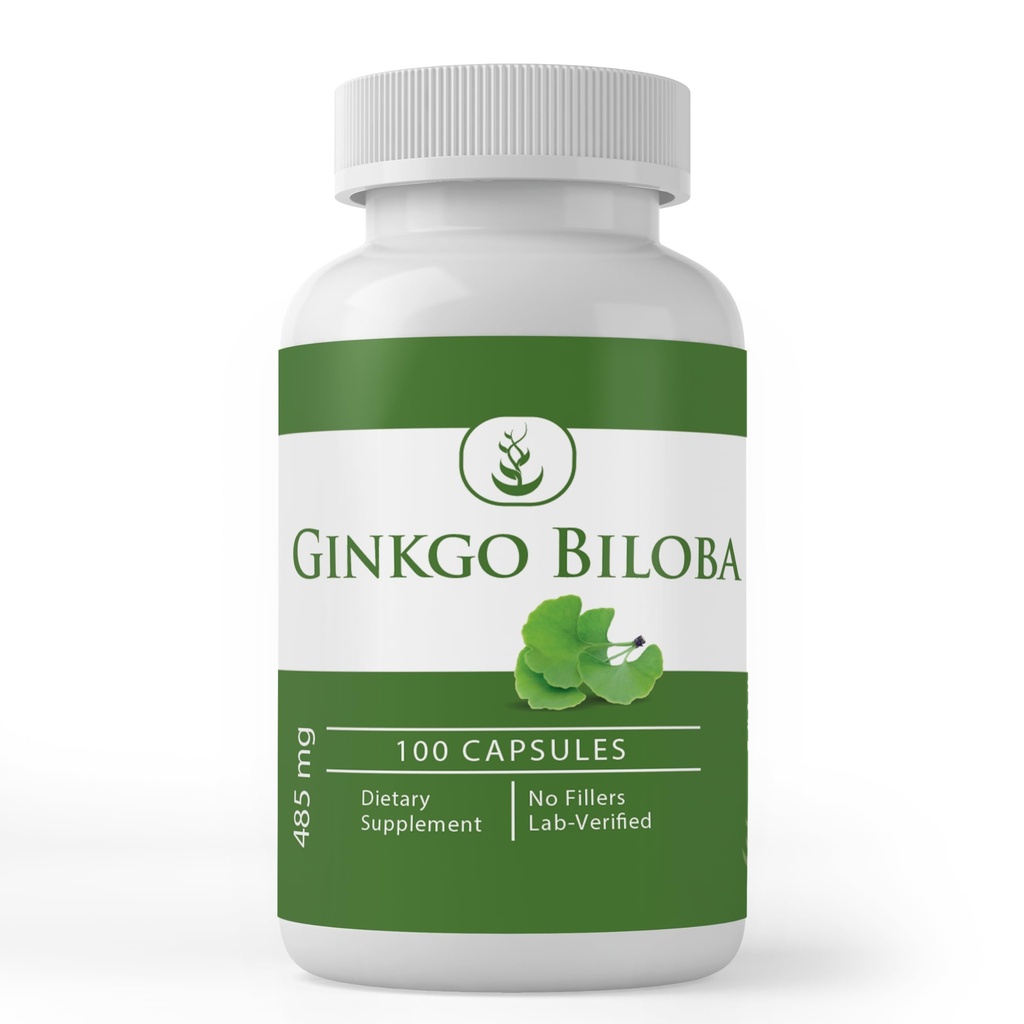 PURE ORIGINAL INGREDIENTI Ginkgo Biloba, (100 capsule) Sempre puro, Nessun Additivo o Filler, Lab verificato