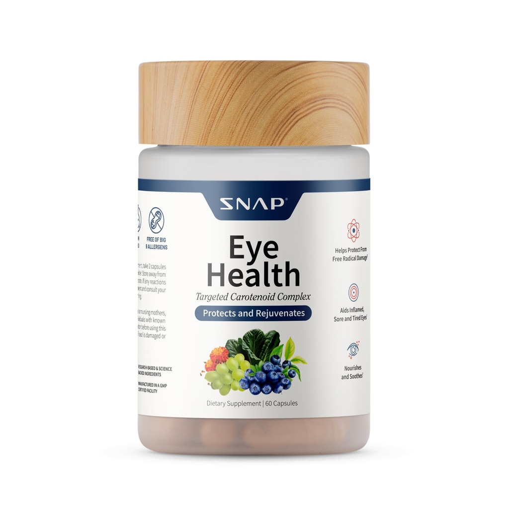 Snap Supplements Eye Health Capsule con Lutein, Zeaxanthin, Bilberry & Lycopene – Supporta Vision, Funzione Occhiale &amp; Salute Occhiale Globale – 60 Capsule