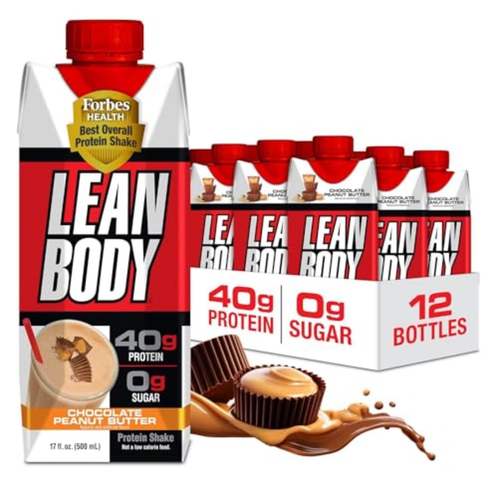 Lean Body Ready-to-Drink Protein Shake, 40g Protein, Whey Blend, 0 Sugar, Gluten Free, 22 Vitamine & Minerali, (Cartone riciclabile & Lid - Confezione da 12) LABRADA (Chocolate Peanut Butter)
