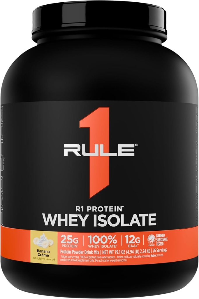Regola 1 R1 Proteine Isolato di siero - con 25g Proteine & 6g BCAA Esclusivamente da fonti isolate e idrolizzate per il recupero di allenamento (5 Pounds*, Banana Crème)