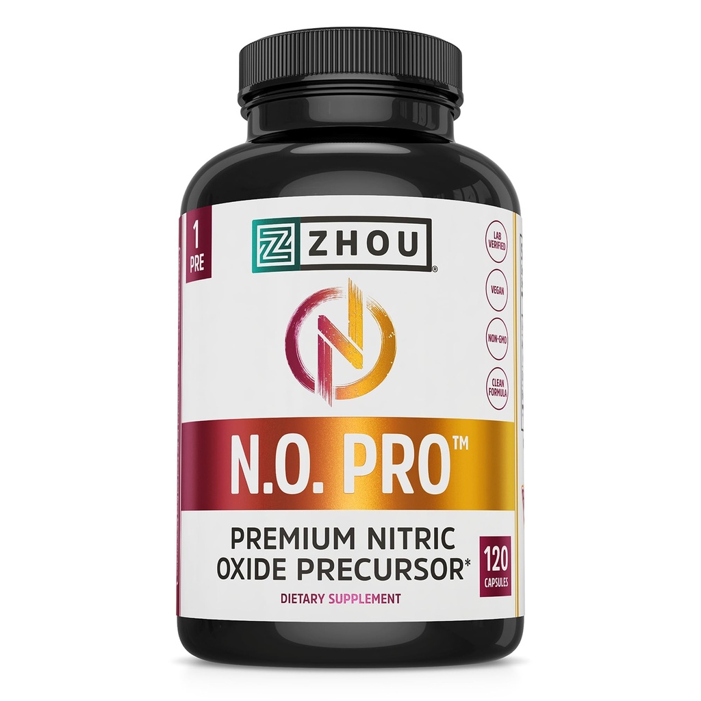 Zhou N.O. Pro - Premium Nitric Oxide Supplemento per uomini e donne, cuore, muscolo e supporto del sangue con barbabietola Root & L Arginina, naturale Nitric Oxide Booster - 120 capsule vegetali