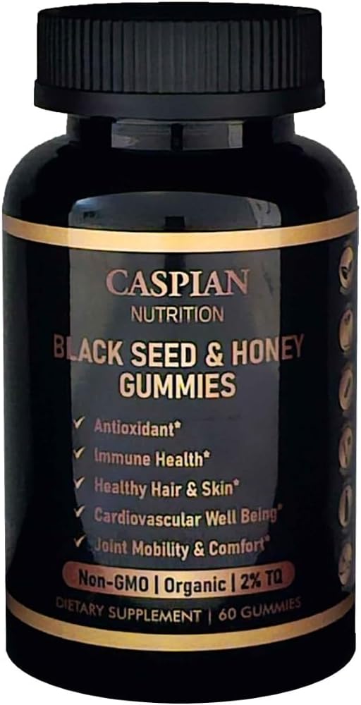 Gummie Seme & Miele Nero con Biotin & Vitamina C, Organico, Non OGM, 2% TQ, 60 Gummies