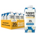 Vanilla Bean Vegan Plant Protein Shakes by Happy Viking, Creato da Venus Williams, 20g di proteine, Omega-3, 9 Aminoacidi e BCAA, Senza glutine, Non OGM, Pronto a bere, Confezione da 12 (11oz)