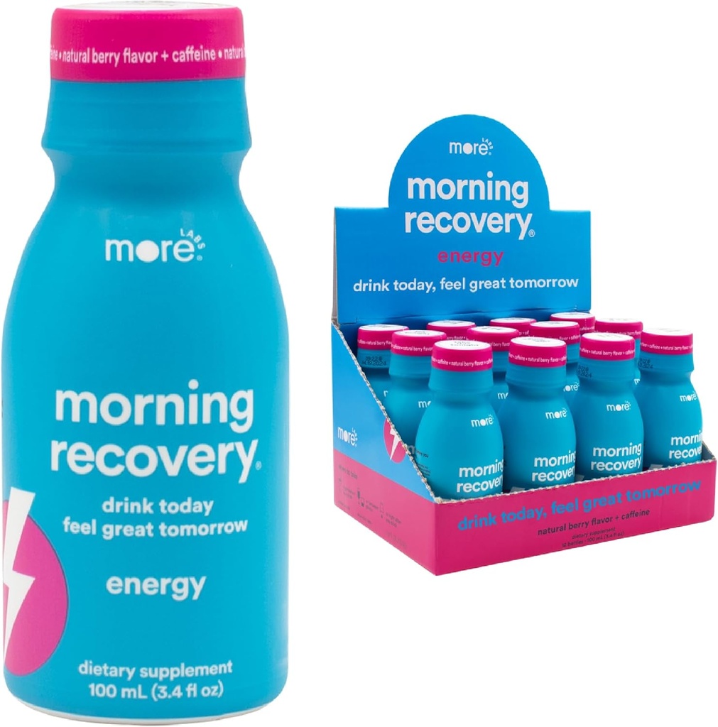 Morning Recovery, Electrolyte with Energy, Latte Thistle Bere Formulazione Proprietario a Hydrate Mentre Bevo, Liquido altamente solubile DHM, Non OGM, Vegan, Senza Glutine, Bacca, Confezione da 12