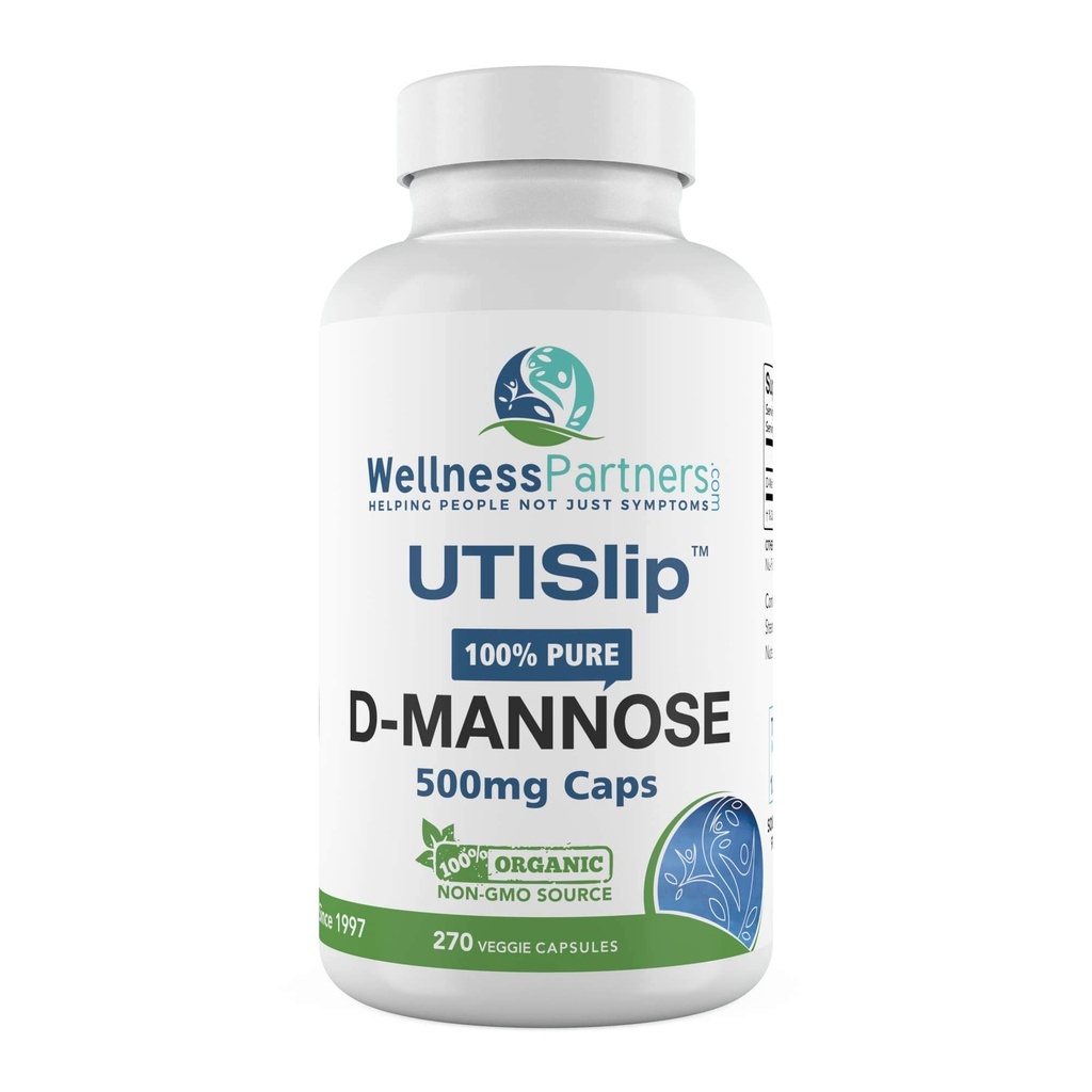 UTI Slip D-Mannose Non OGM Organic Source Veggie Capsule 270 Count (500 Mg)