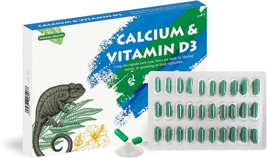 Calcium Reptile Supplemento con vitamina D3,Ideale aggiunto per draghi orsi, tartarughe e altro