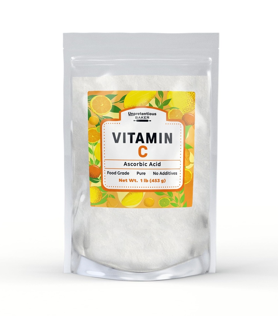 Polvere di vitamina C imprevedibile Baker (1 lb) Acido ascorbico, Sacchetto sigillabile
