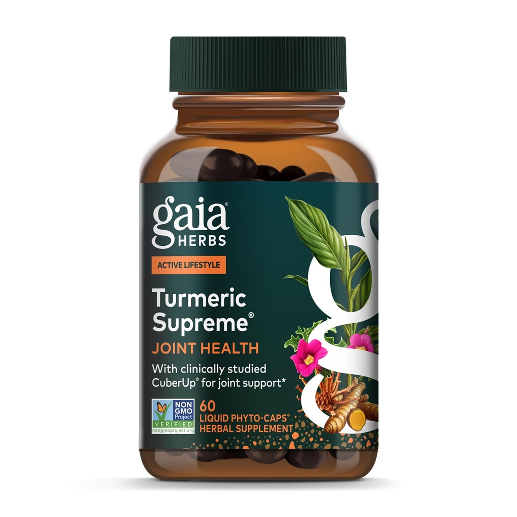 Gaia Herbs Turmeric Supreme Joint Health - Joint Support Supplement - con Quercetin, Black Pepper, Boswellia, Ginger Root, Curcuminoids, & More - 60 Liquid Phyto-Capsules (15-Day Supply)
