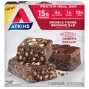 Atkins Double Fudge Brownie Protein Meal Bar, High Fiber, 15g Protein, 1g Sugar, 4g Net Carb, Meal Sostituzione, Keto Friendly
