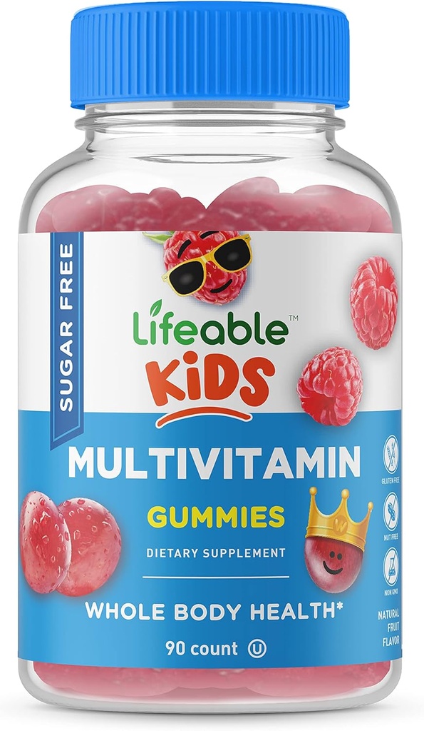 Multivitamina senza zucchero vitale per i bambini – Grande Tasting Natural Flavor Gummy Supplement – con vitamine A, C, D, E, Niacin, B6, Folate, B12, Biotin, Acido pantotenico, Iodio, Zinco, – 90 Gummies