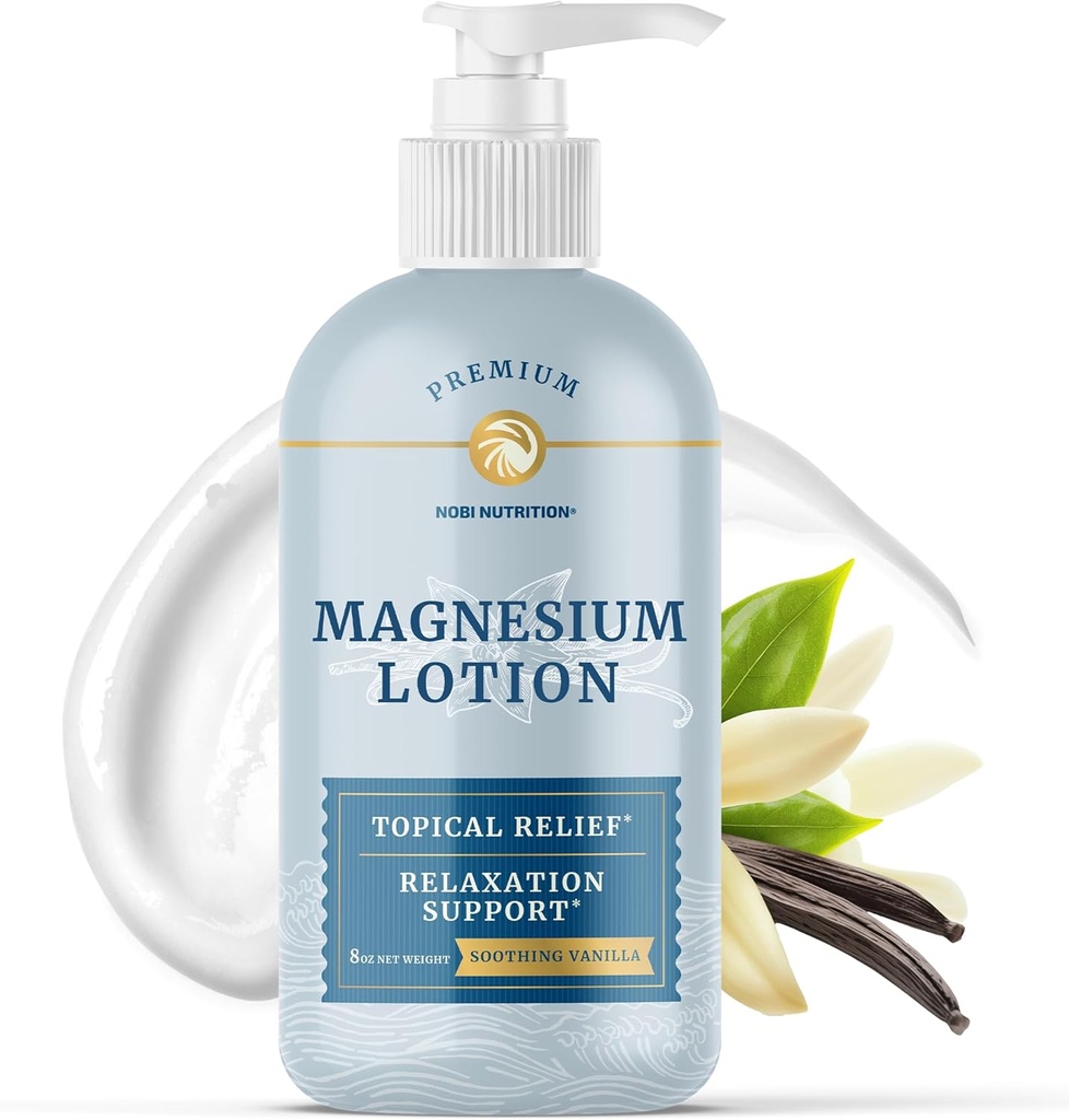 Lozione di magnesio per alleviare i crampi muscolari e la leggerezza | Supporto calmante e recupero, Rilassamento muscolare | Crema di Magnesio Topical per Gambe | Assorbimento massimo | con Burro di Karitè | 8 fl oz.