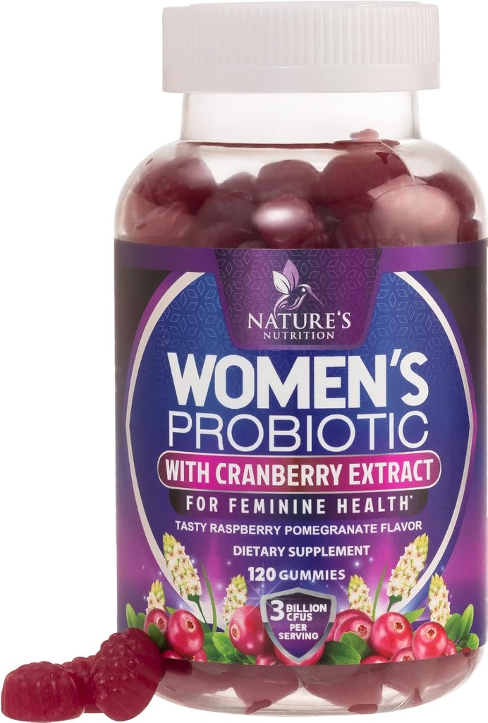 Probiotici per le donne Gummies con mirtillo - 6 Strains Premium per PH Balance, Salute Digestiva, Supporto vaginale e immunitario, 3 miliardi di CFU, pancia Probiotica femminile per la salute femminile - 120 Gummies