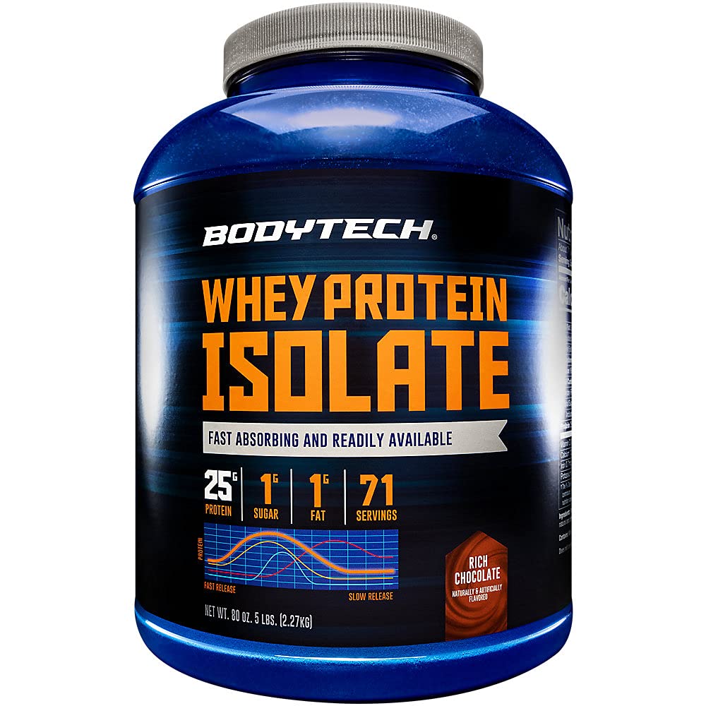 Polvere isolata di proteine del siero di BODYTECH - Cioccolato ricco (5 Lbs. / 71 Serve)