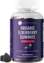 Kate Naturals Elderberry Gummies con vitamina C e zinco per adulti e bambini. Tasty Sambucus Elderberry Gummies per il supporto immunitario (90 Gummies, 45 Day Supply, Organic)
