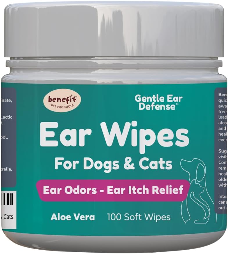 Wipes per cani per cani - Ear Cleaner per cani per prevenire infezioni, prurito e odore - Aloe & Eucalyptus, Grooming Wipes - 100 Count
