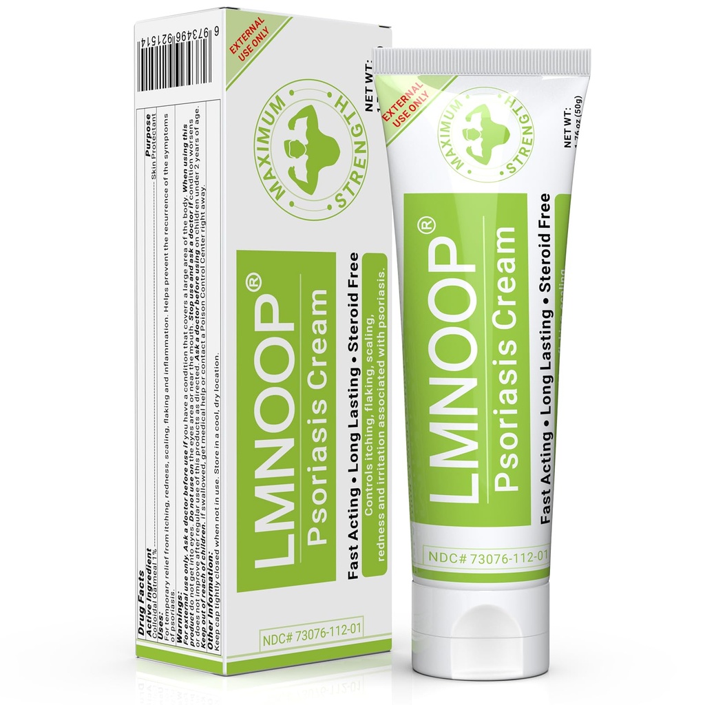 Crema di psoriasi, Trattamento di massima resistenza Crema idratante per Psoriasi, Dermatite, Rash, Anti-Itch, Rossore, Flaking, Scaling, Rilievo ad azione rapida per irrigazione, Pelle secca