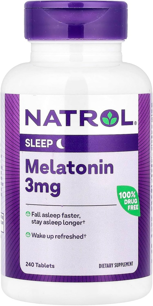 Natrol Melatonin ti aiuta a cadere Asleep più veloce soggiorno Asleep più veloce assorbimento 100 vegetariano 3mg, (Tablets), 240 conte