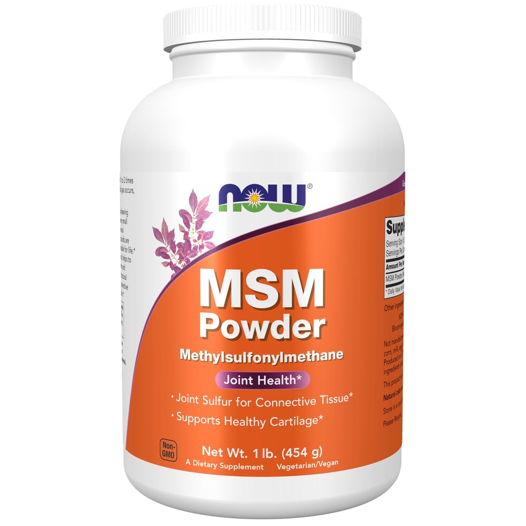 NOW Integratori alimentari, MSM (metilsulfonilmetano) Polvere, Supporta Cartilage sano*, Salute comune*, 1-Pound