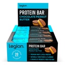 Proteine della Legione Bar Burro di arachidi al cioccolato -100% Proteine del siero, Barre al forno con fibra prebiotica - Alta Proteina (20g) Basso Grasso (12g) Basso Zucchero (4g), No Soia, Gluten - Sapori naturali (12 Conte)