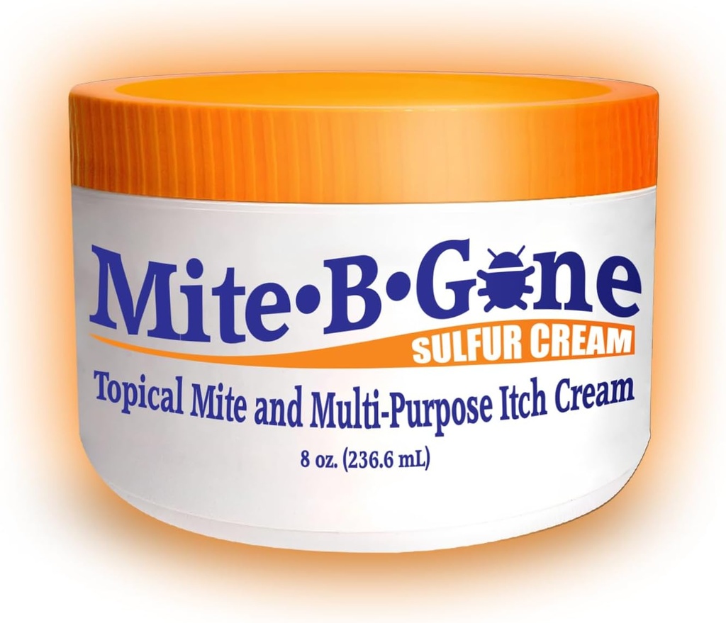 Mite-B-Gone Mite Cream & Bite Relief - 10% Natural Blend Sulfur Cream per Multi-Purpose Bites, Redness, Itching, & Irritation | Sicuro per bambini e adulti | Veloce ed efficace per tutti i tipi di pelle