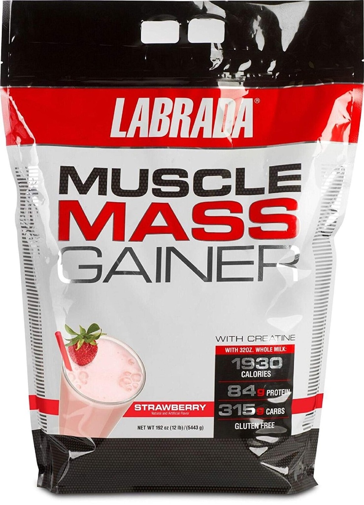 Labrada Nutrition Muscle Mass Gainer, Fragola, 12 Pound