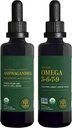 Global Healing Center Ashwagandha & Omega 3 6 7 9 Kit - aiuta con nervosità, salute del cervello, salute del cuore e salute degli occhi