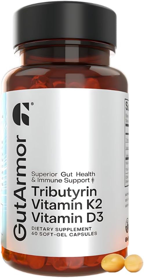 Gut & Heart Health + Supporto immunitario | 2 mesi di alimentazione | 60 capsule di gel morbido | Pure Butyrate 350mg & Vitamina D3 2000IUs & Vitamina K2 120mcg | Heart Health | Supporto Gastrointestinale