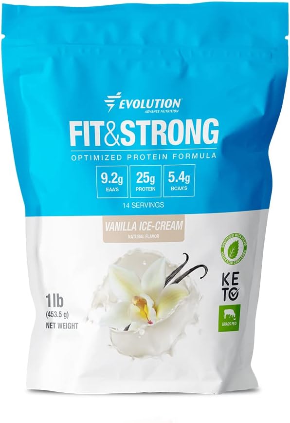 Evoluzione Advance Nutrition Grass Fed 100% Whey Protein Powder – Polvere proteica pura con BCAA, assorbimento rapido e digestione rapida per il recupero ottimale del muscolo – 1 Pound (Vanilla)