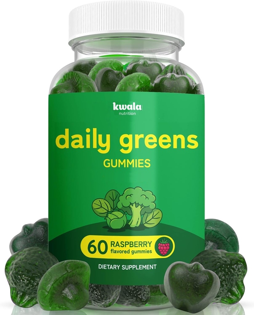 Daily Super Greens Gummies to Boost Energy | con Moringa, Spirulina, Chlorella, Veggies & More | Include 8 miscele | per le donne e gli uomini | Vegan, Non OGM Supplement | 60 Count