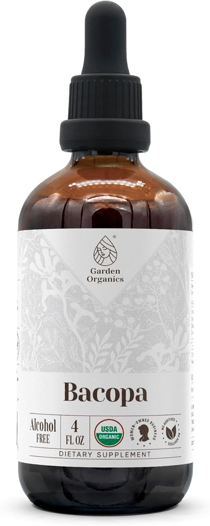 Bacopa USDA Organic | Estratto privo di alcol, Gocce di erbe organiche, Supplemento, Rilassamento, Positivo Effetto cognitivo | Tintura Fatto da 100% Bacopa organica (Bacopa Monnieri) Erbe secca 4 oz