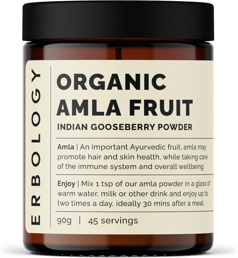 Polvere organica di Amla 3,2 oz - 45 Serve - Ovo Indiano - Supporto per l'immunità - Rigenerazione della pelle e dei capelli - Ricco nella vitamina C - Dritto dall'agricoltura in India - Raw, Vegan e senza glutine