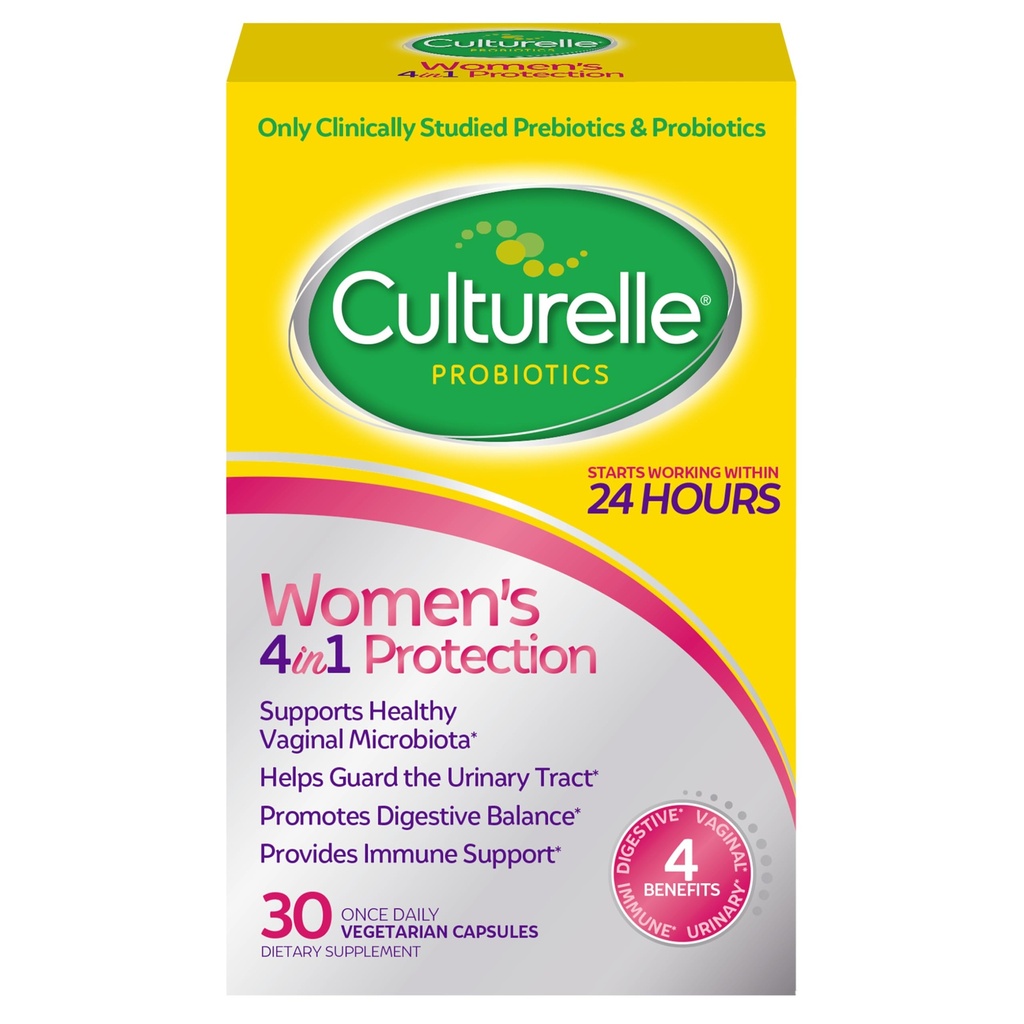 Probiotici Culturelle per le donne con prebiotici - 4-in-1 per la salute vaginale, digestiva, urinaria e immunitaria - pH Balance, Bloating & Gas Relief - Capsule Vegetariani giornalieri, Non OGM - 30 Conte