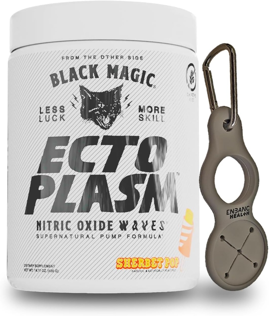 Black Magic Ecto Plasm - Sherbet Pop - Accensione a mano della pompa, aumento dell'idratazione e della vascolarità (400g, 20 Scoops) con Portachiavi per la salute di Enbanc