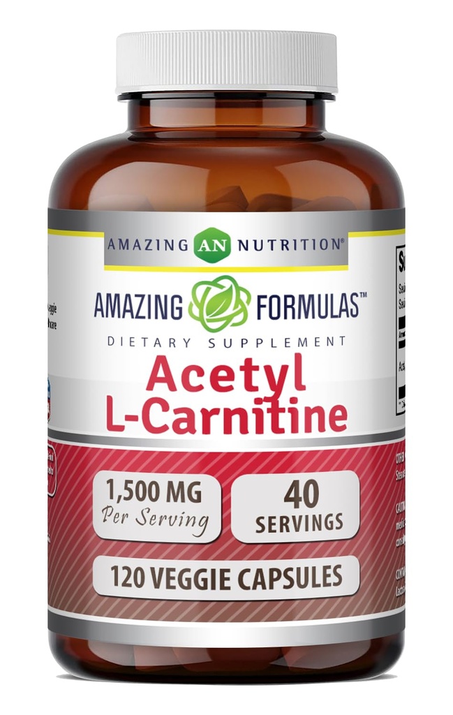 Incredibile Formulas Acetyl L-Carnitina Hcl Supplemento | 500 Mg Per Serving | 120 capsule vegetali Supplemento | Non-GMO | Gluten Free | Made in USA