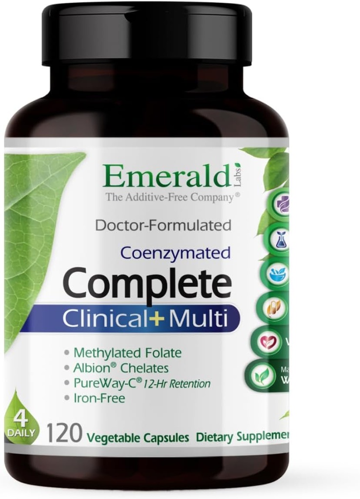EMERALD LABS Complete Clinical Multi - Multivitamin with Methylated Folate, Vitamin D3, Digestive Enzymes & More for Gut Health, Immune Support & More* - 120 Capsule vegetali (30-Day Supply)