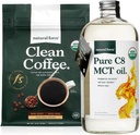 Natural Force Dark Roast Clean Coffee + Organic Pure C8 MCT olio Bundle – 100% C8 MCT & Mold & Mycotoxin Free Coffee – Non-GMO, Keto, Paleo, e Vegan - 12 Oz e 32 Oz