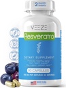 VEEZE Resveratrolo Supplemento 600mg 60 Capsule & 60 Serve - Made in USA Natural & Organic Resveratrolo - Ricco di Antiossidanti & Trans Resveratrolo per il Ben-Being Support - Premium Organic Resveratrol