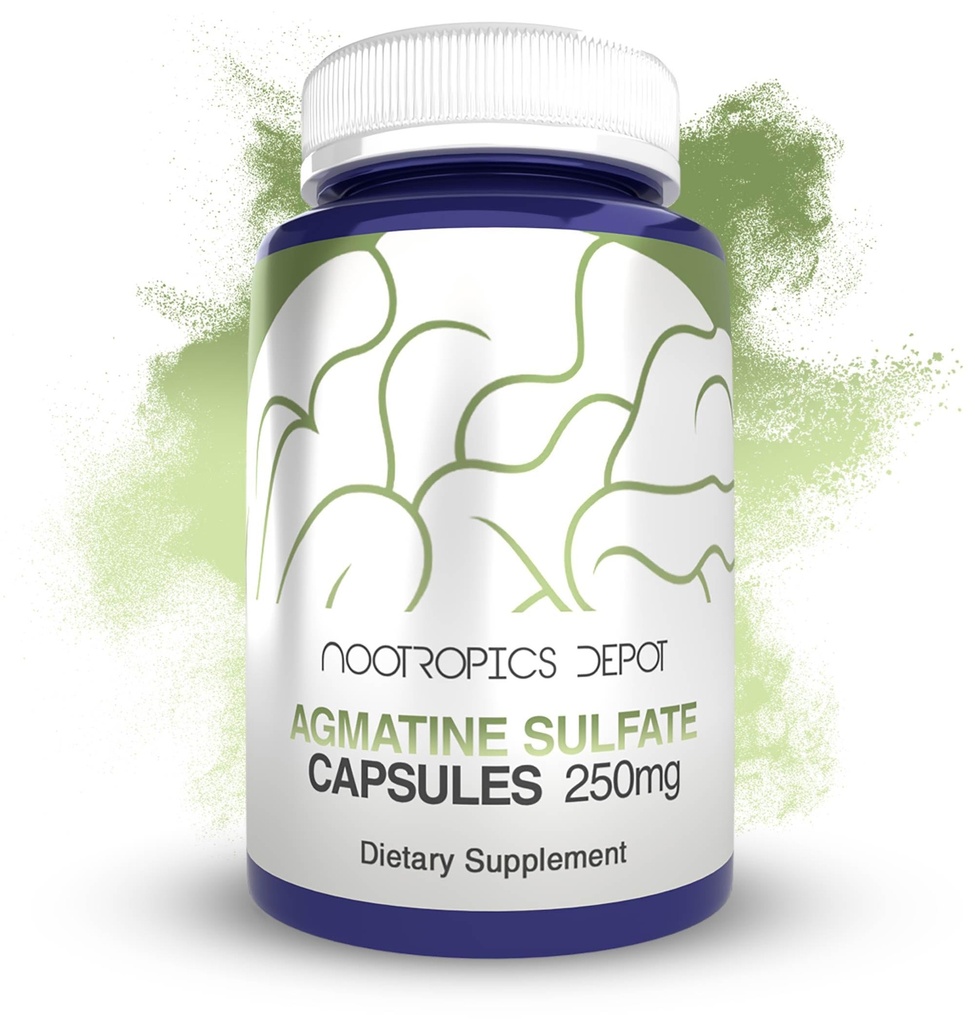 Nootropics Depot Agmatine Sulfate Capsule | 250mg | 240 Count | Energy Supplement | Amino Acid Derivative | Supports Physical Strength and Workout Recovery | Nitric Oxide Booster
