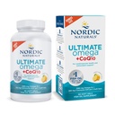 Nordic Naturals Ultimate Omega + CoQ10, Limone - 90 Gel Morbidi - 1280 mg Omega-3 + 100 mg CoQ10 - Salute cardiaca, Energia cellulare, Supporto antiossidante - Non-GMO - 45 Serve