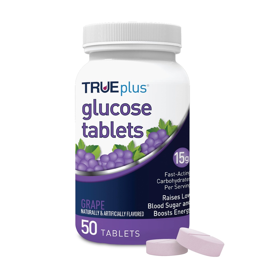 TRUEplus® Glucose Tablets, Uva Flavor - bottiglia 50ct